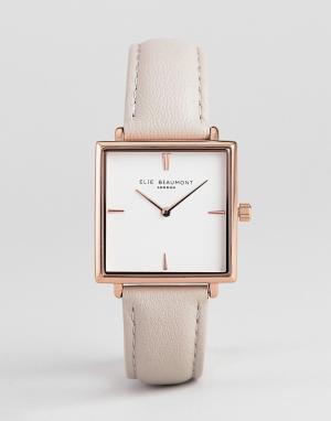 Часы с золотисто-розовым корпусом и светло-бежевым ремешком EB818.3 Elie Beaumont. Цвет: светло-бежевый