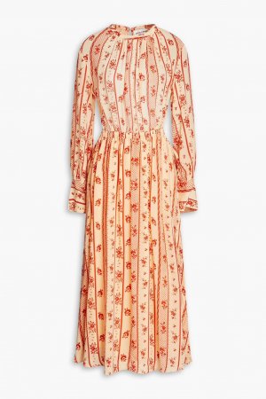 Платье миди из крепдешина с открытой спиной и цветочным принтом Antik Batik, пастельно-оранжевый BATIK
