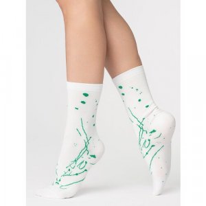 Носки , размер 36-40, белый, зеленый Giulia. Цвет: зеленый/белый