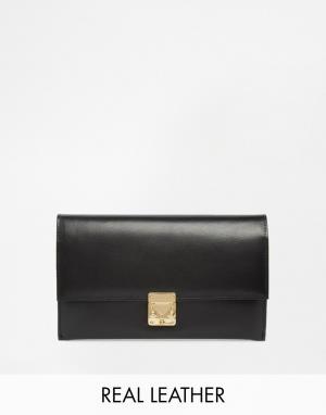 Кожаный бумажник ASOS. Цвет: черный