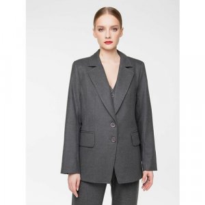 Пиджак , средней длины, силуэт прямой, размер 52, серый Lo. Цвет: серый