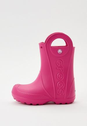 Резиновые сапоги Crocs Handle It Rain Boot Kids. Цвет: фуксия