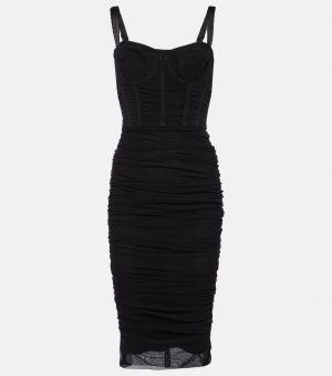 Платье миди из тюля со сборками , черный Dolce&Gabbana
