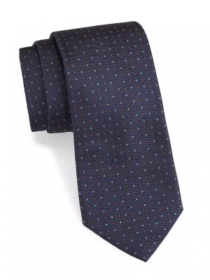 Маленький шелковый галстук в горошек , темно-синий Isaia
