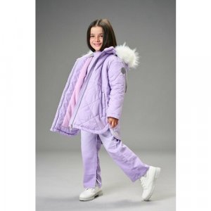 Парка Пальто зимнее для девочки, размер 32, 116, фиолетовый Шалуны. Цвет: фиолетовый/сиреневый