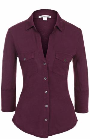 Приталенная блуза с укороченным рукавом James Perse. Цвет: бордовый