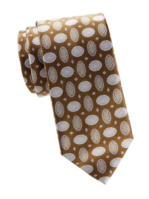 Шелковый галстук с узором , коричневый Brioni