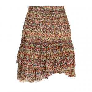 Шелковая мини-юбка с оборками и принтом Isabel Marant Etoile. Цвет: разноцветный