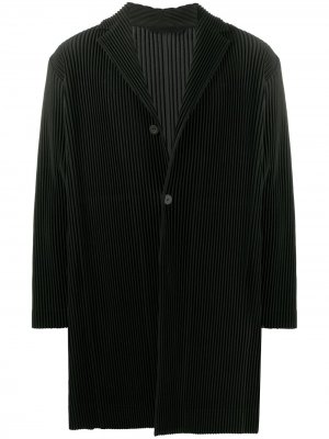 Однобортное пальто Homme Plissé Issey Miyake. Цвет: черный