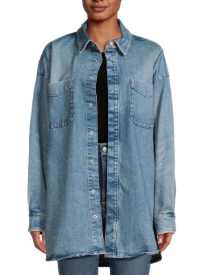 Джинсовая куртка-рубашка оверсайз , цвет Medium Blue Good American