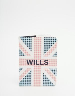 Обложка для паспорта в клеточку Whitby Jack Wills. Цвет: британский флаг