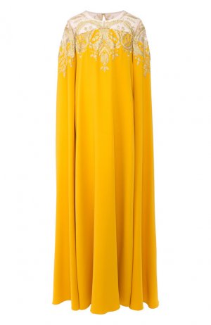 Шелковое платье-туника Oscar de la Renta. Цвет: желтый