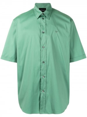 Рубашка с короткими рукавами и вышитым логотипом Emporio Armani. Цвет: зеленый