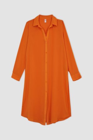 Шифоновая пляжная рубашка с длинными рукавами Fall In Love , оранжевый DeFacto
