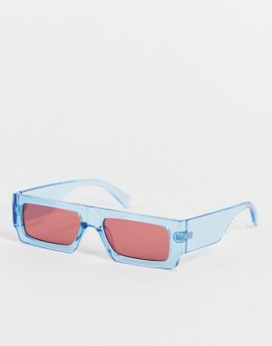 Солнцезащитные очки в квадратной оправе голубого цвета с розовыми линзами -Голубой River Island