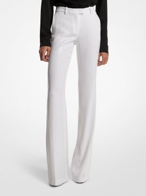 Расклешенные брюки Haylee с вышивкой пайетками, белый Michael Kors