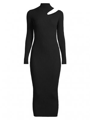 Трикотажное платье миди Ainsley с вырезами , черный Bardot