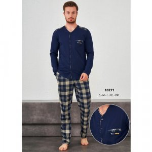 Пижама , брюки, лонгслив, размер 46, синий Relax Mode. Цвет: синий