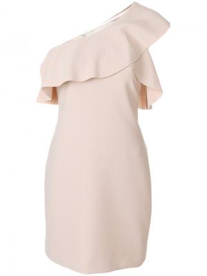 Платье на одно плечо с оборкой Elizabeth And James. Цвет: розовый и фиолетовый
