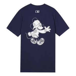 Футболка x Disney Crossover Boston Red Sox Mickey Printing Short Sleeve Unisex Navy Blue, синий MLB