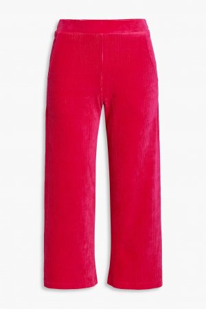Укороченные широкие брюки из хлопкового велюра в рубчик., розовый Stateside