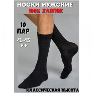 Носки , 10 пар, размер 41-43, черный Россия. Цвет: черный/черные