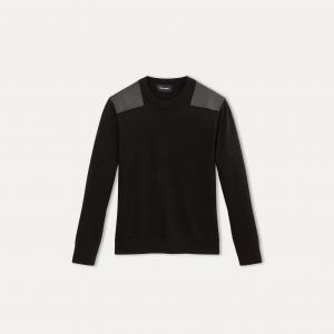 Пуловер мужской из двух материалов THE KOOPLES. Цвет: черный