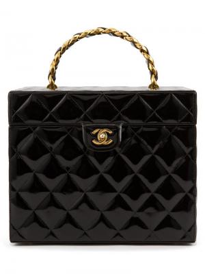 Стеганый чемоданчик для косметики Chanel Vintage. Цвет: чёрный