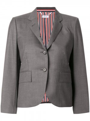 Однобортное саржевое пальто Thom Browne. Цвет: серый