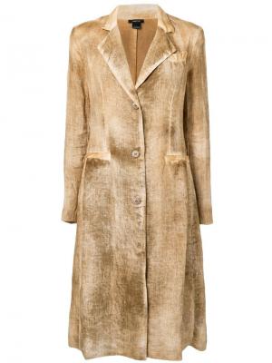 Однобортное пальто миди Avant Toi. Цвет: коричневый