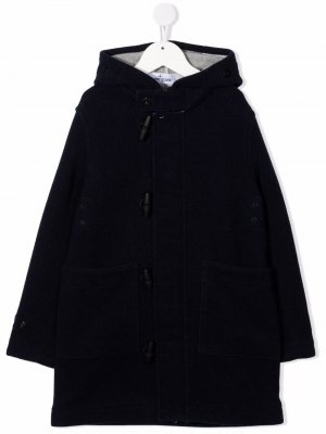 Однобортное пальто Montgomery с капюшоном Stone Island Junior. Цвет: синий