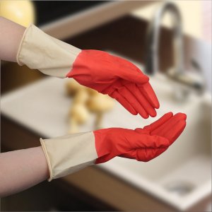 Перчатки хозяйственные резиновые доляна, размер s, плотные, 50 гр, цвет красный Доляна