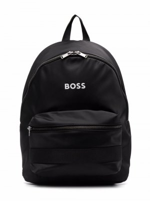 Рюкзак с тисненым логотипом BOSS Kidswear. Цвет: черный