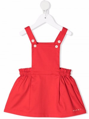 Расклешенное платье без рукавов с логотипом Marni Kids. Цвет: красный