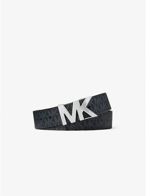 Двусторонний ремень с пряжкой логотипом , черный Michael Kors Mens