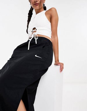 Черная тканая макси-юбка карго с галочкой mini Nike