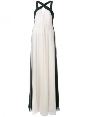 Длинное платье с вырезом-халтер Halston Heritage. Цвет: белый