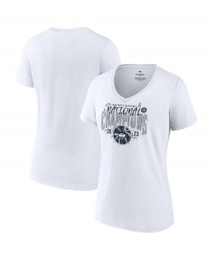 Женская белая футболка с логотипом UConn Huskies 2023 NCAA, мужская v-образным вырезом и конфетти национальных чемпионов по баскетболу , белый Fanatics