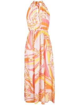 Пляжное платье с вырезом халтер и принтом Lily Emilio Pucci. Цвет: желтый