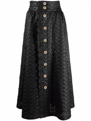 Кожаная юбка макси с тисненой монограммой Philipp Plein. Цвет: черный