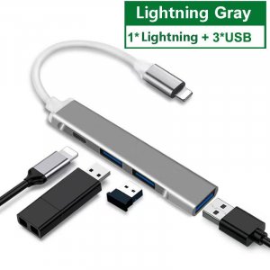 Lightning HUB Type C USB Высокоскоростной 4-портовый мульти-разветвитель адаптер OTG для iphone HUAWEI Xiaomi Macbook Pro 15 Air аксессуары VA VOOM