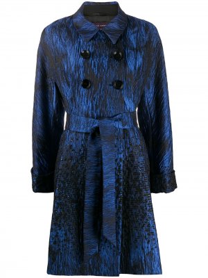 Жаккардовое пальто с поясом Talbot Runhof. Цвет: синий