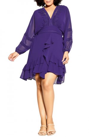 Платье с длинными рукавами в форме сердца CITY CHIC, фиолетовый Chic