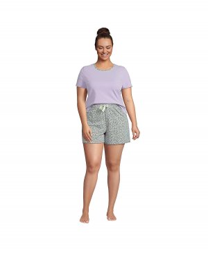 Женская трикотажная пижама больших размеров, короткий комплект, футболка с короткими рукавами и шорты Lands' End Lands'