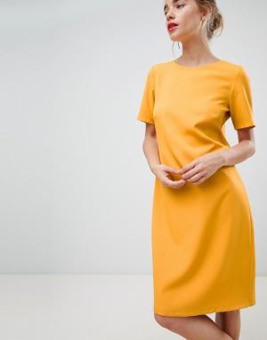 Свободное оранжевое платье с короткими рукавами Closet London. Цвет: оранжевый