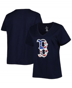 Женская темно-синяя футболка Boston Red Sox Americana с v-образным вырезом больших размеров , темно-синий Profile