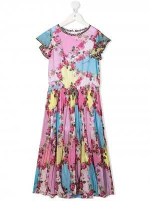 Платье макси с цветочным принтом Miss Blumarine. Цвет: розовый