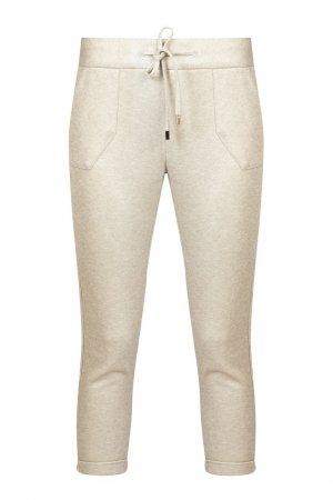 Укороченные бежевые брюки с люрексом MaxMoi. Цвет: серый