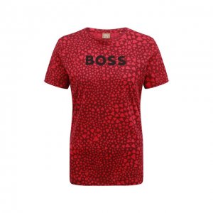 Хлопковая футболка BOSS. Цвет: красный