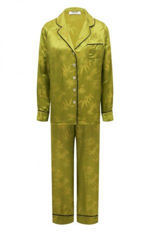 Шелковая пижама Kleed Loungewear. Цвет: зелёный